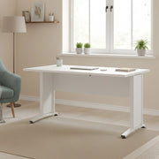 Scrivania Ascorbato, Scrittoio multiuso, Tavolo per ufficio porta PC, Piano di lavoro, 150x80 h75 cm, Bianco