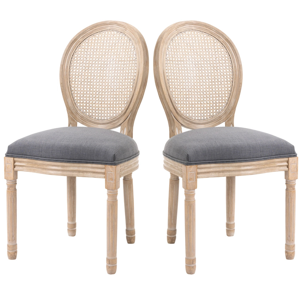 Sedie da pranzo ¨C Zephmum ¨C Set 2 pezzi, imbottite, velluto grigio, design retr¨°