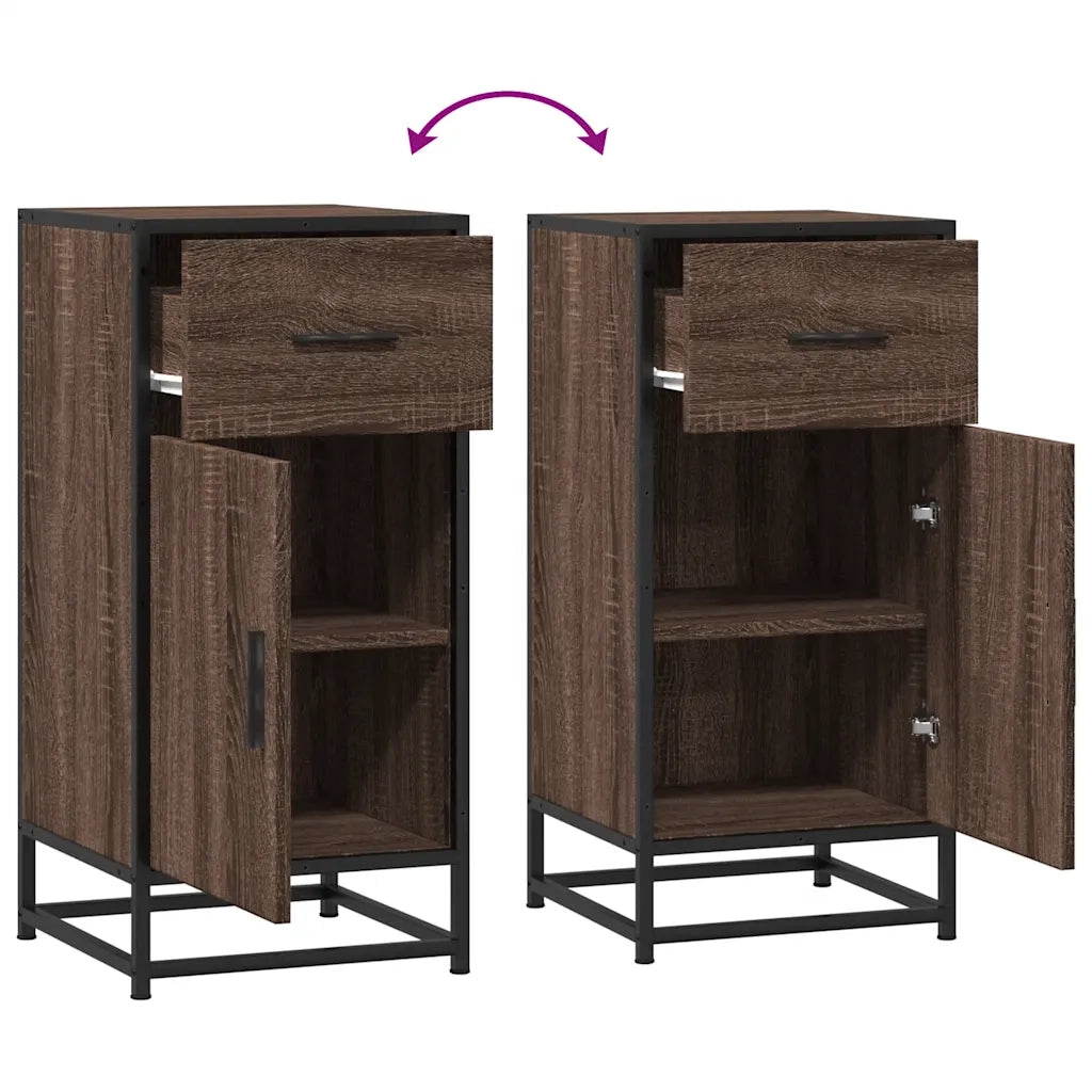 Credenza Rovere Marrone 35,5x35x76 cm in Truciolato e Metallo 848963