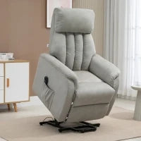 Poltrona Alzapersona Reclinabile 150° max con Telecomando e Poggiapiedi, 75x93x110 cm, Grigio