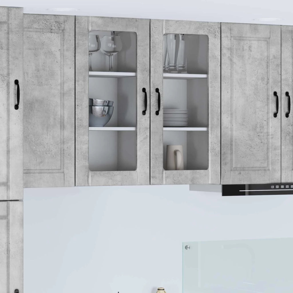 Mobile da cucina con porta 2 pz-Set di 2 Armadio da cucina Grigio cemento 40 x 31 x 80 cm