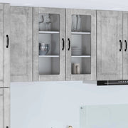 Mobile da cucina con porta 2 pz-Set di 2 Armadio da cucina Grigio cemento 40 x 31 x 80 cm