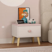 Comodino per Bambini Sandnes con Cassetto 31x38x30 cm Bianco / Rosa [en.casa]