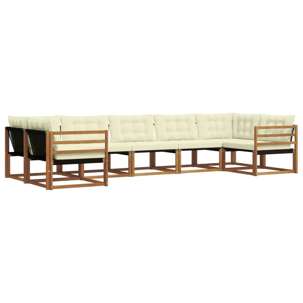 Set di divani da esterno con cuscino 7 pcs Naturale e Crema 3369805
