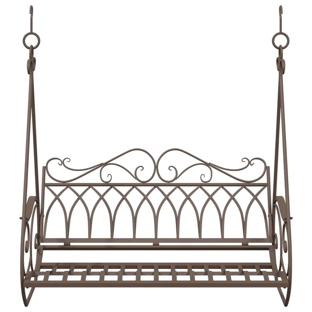 Panchina a Dondolo Acciaio 112 x 60 x 126,5 cm Marrone Antico CFW8356555