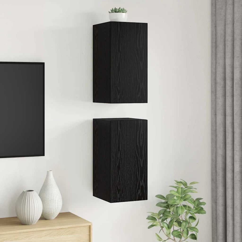 vidaXL Mobile TV da Muro 2 pcs Rovere nero Legno multistrato