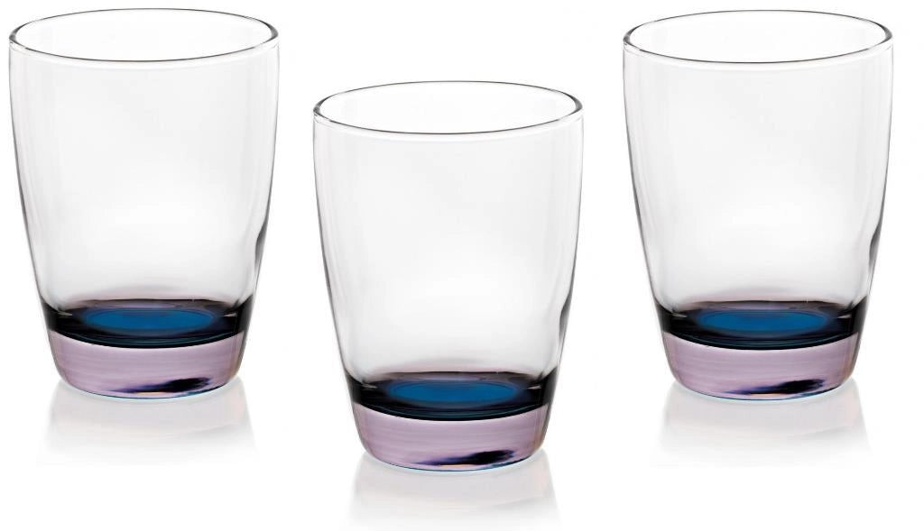 Set 3 Bicchieri da Tavola in Vetro Domino Sound Blu 300 cc Cerve