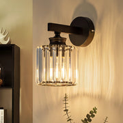 ZMH Lampada da Parete Nera con Cristallo Moderna E27 Orientabile per Interno da Comodino Corridoio Scala Camera da Letto