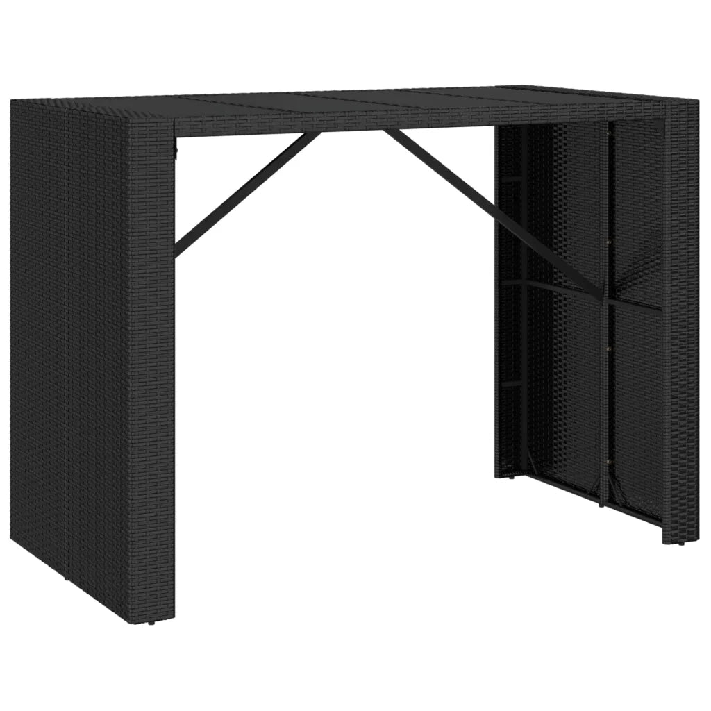 Set Bar Giardino 7 pz Nero Polyrattan e Legno Massello Acacia 3187686