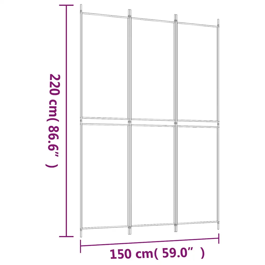 Divisorio Ambienti | Divider per stanze | Paravento a 3 Pannelli Nero 150x220 cm in Tessuto