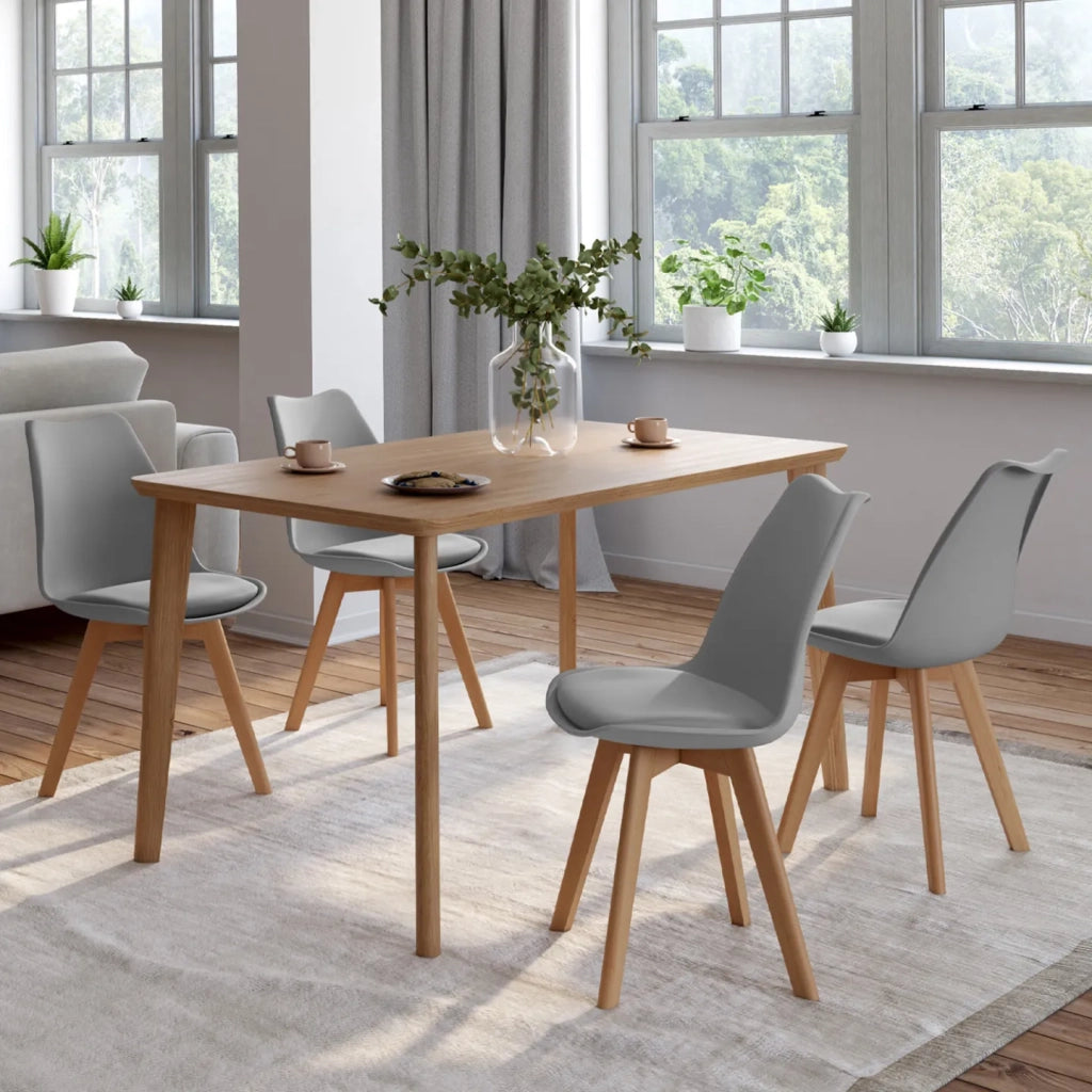 IDMarket - Set di 4 sedie da pranzo grigio chiaro SARA