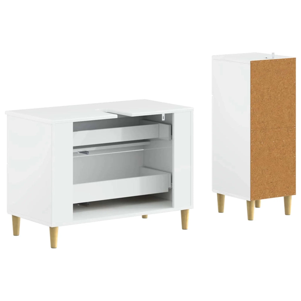Set di Armadi da Bagno da 2 Pezzi ARNHEM Bianco Lucido 3417688