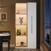 Vetrina bianca in MDF con ante in vetro e LED, 70×40×160 cm