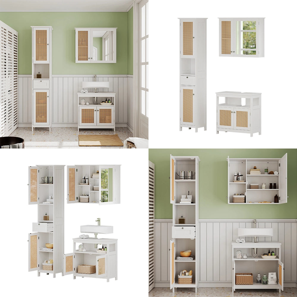 Vicco Set di mobili da bagno Bianco 3 parti, con colonna