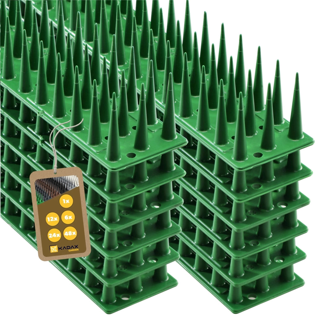 Punte anti-piccioni KADAX, 51 cm, in plastica densa e resistente, confezione da 12 pezzi.