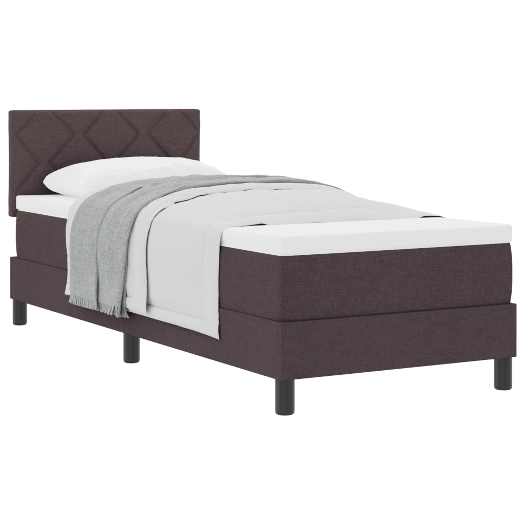 Letto a molle con materasso marrone scuro 80x200 cm tessuto