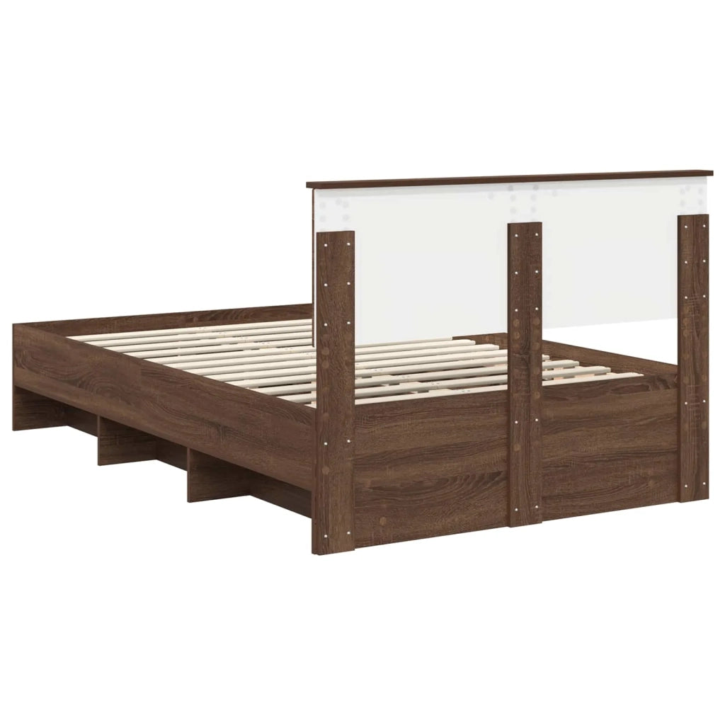 Struttura del letto con testiera Rovere Marrone 137 x 203 cm