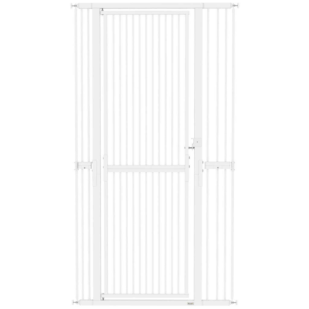 Cancello per Cani e Gatti Alto 180 cm Estensibile da 76-104 cm e Montaggio a Pressione Bianco