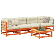 Set Divani da Giardino 5 pz Marrone Cera Legno Massello Pino 3299280