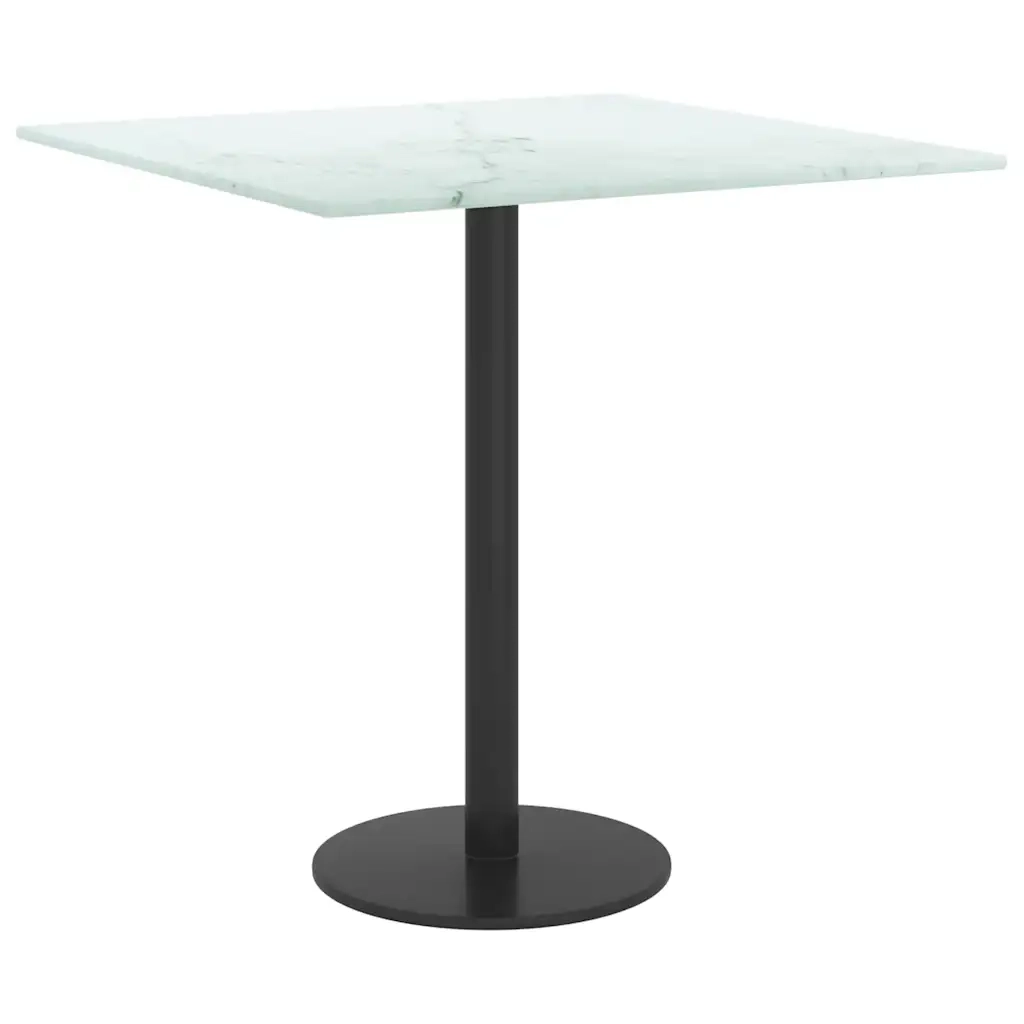 Piano Tavolo Bianco 40x40 cm 6 mm Vetro Temperato Design Marmo 322253