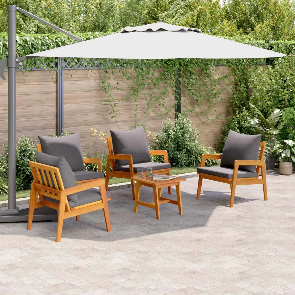 Set bistrot con cuscino 5 pcs Marrone Legno di Acacia Massello 3328612