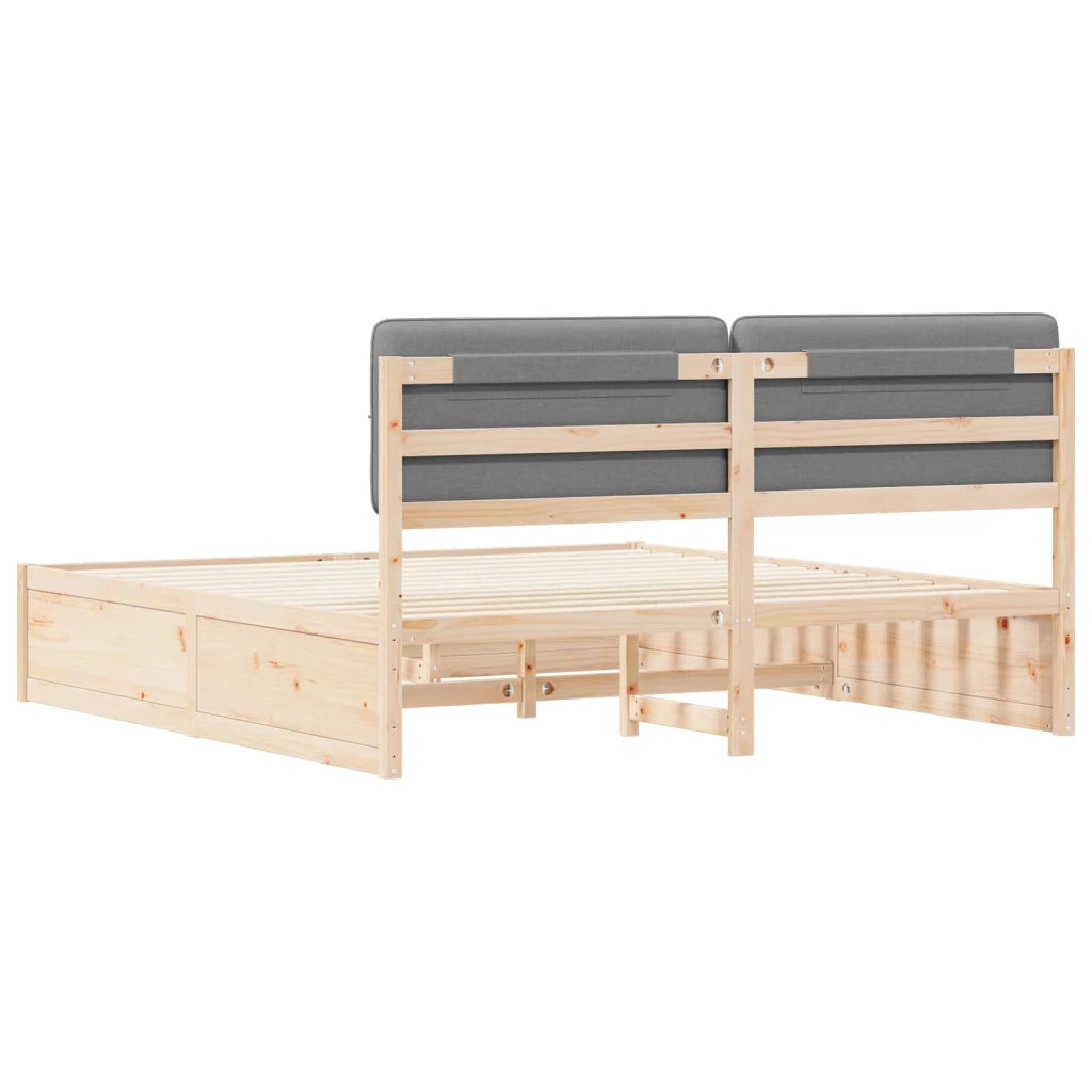 Letto con Testiera Rivestita Grigio chiaro 200 x 200 cm 3398174