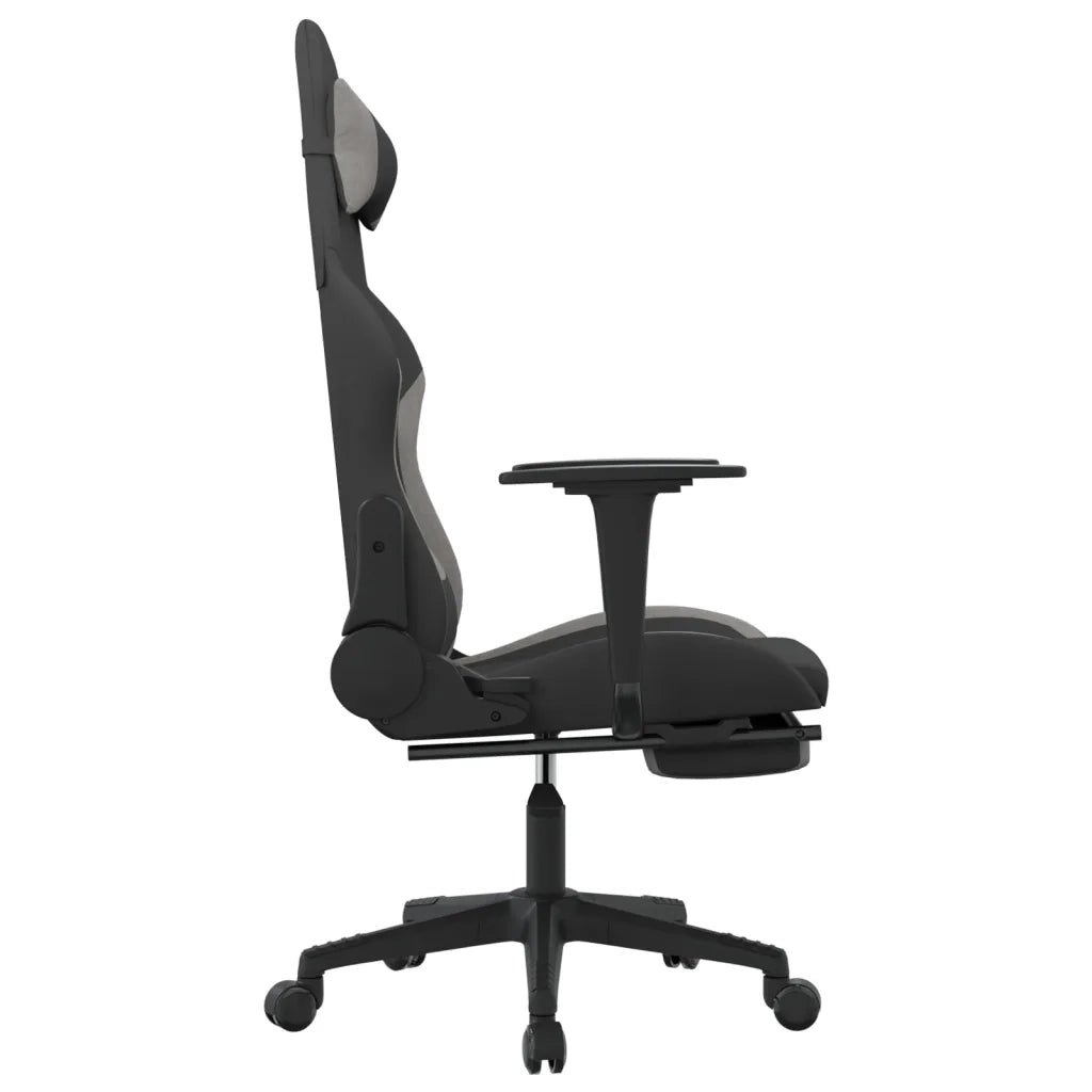 Sedia da Gaming con Poggiapiedi Nero e Grigio Chiaro in Tessuto cod mxl 67194