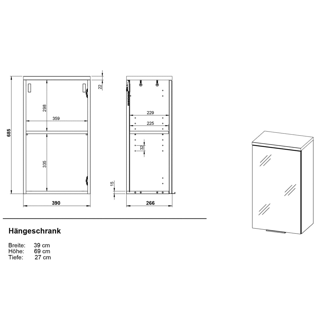 Germania Pensile da Bagno GW-Pescara Repro Bianco e Rovere Navarra 436465