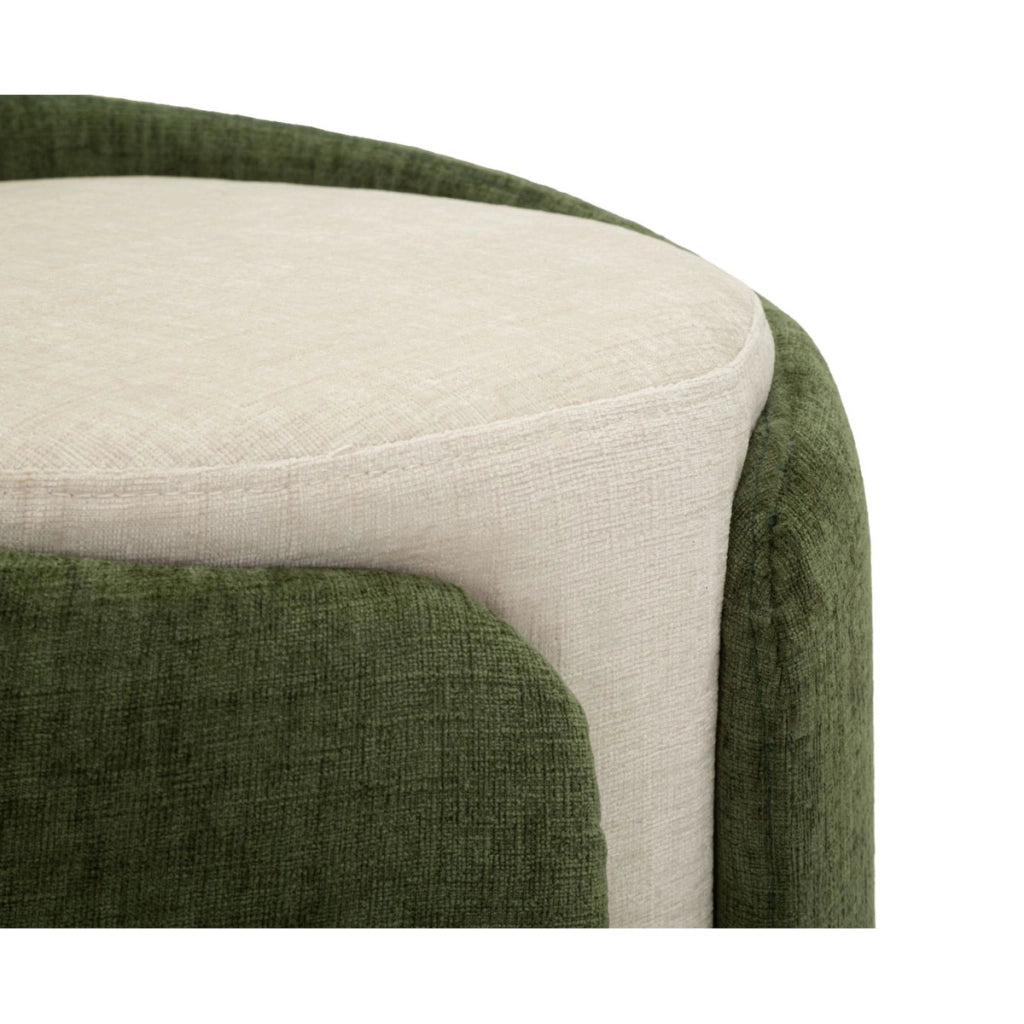 Pouf bicolore in poliestere con base dorata
