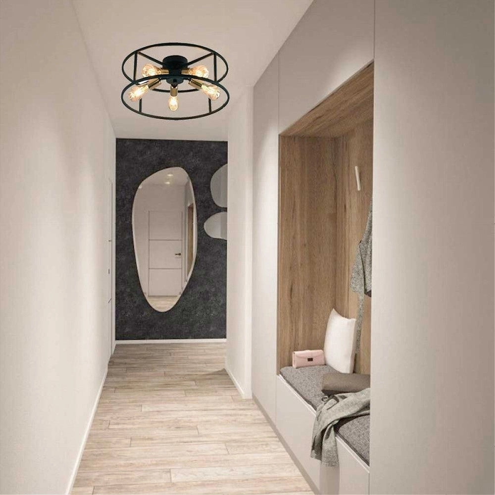 Trade Shop - Plafoniera Lampadario Da Soffitto Circolare Stile Industriale Lampada 5xe27 C71-5 -