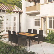 Set da Pranzo da Giardino 7 pz con Cuscini in Polyrattan Nero 3094837