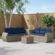 Set di divani 8 pz Grigio e Blu Navy Rattan sintetico e Acciaio 3448443