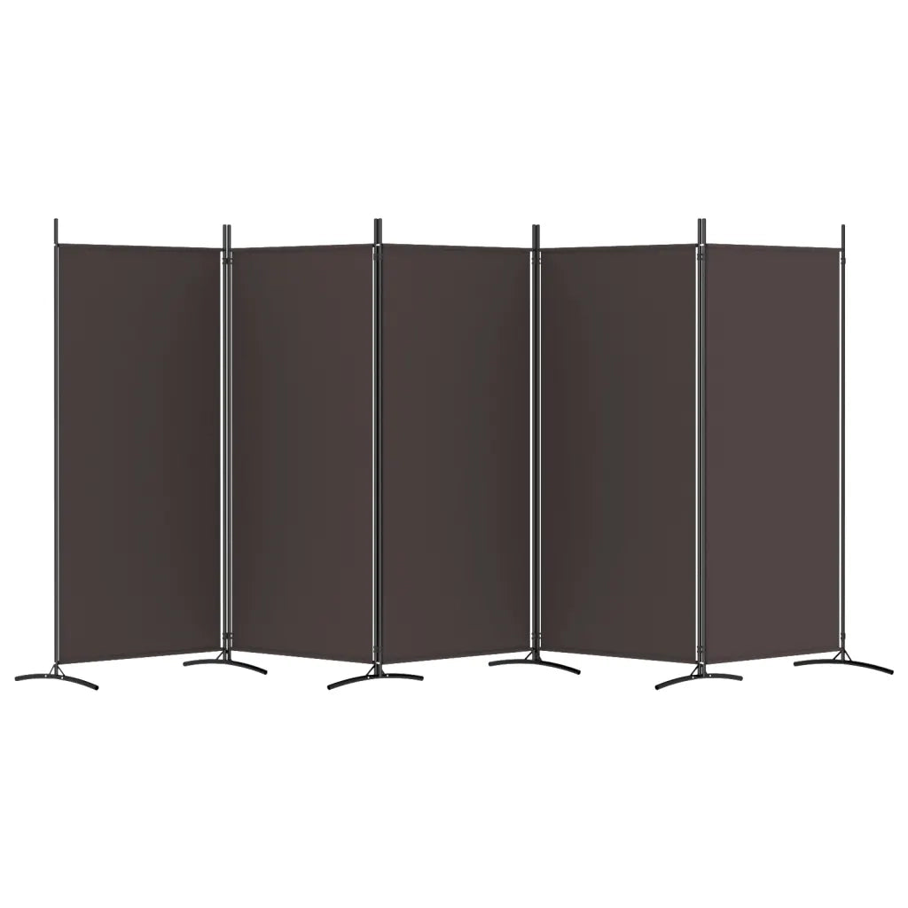 Divisorio a 5 Pannelli Marrone 433x180 cm in Tessuto 350267