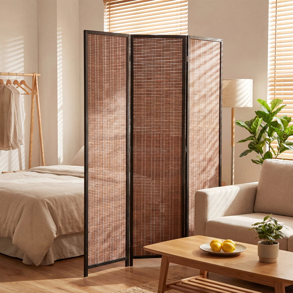 Paravento in legno 3 pannelli ¨C zephmum ¨C marrone 135x180 cm