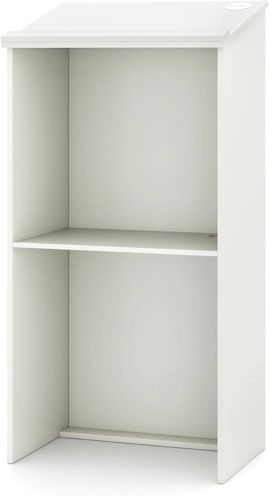 GIANTEX Podio per oratori in legno, leggio da terra con ripiano di stoccaggio e fori per cavi, pulpito per chiesa, aule, seminario, 58 x 40 x 117 cm (marrone)