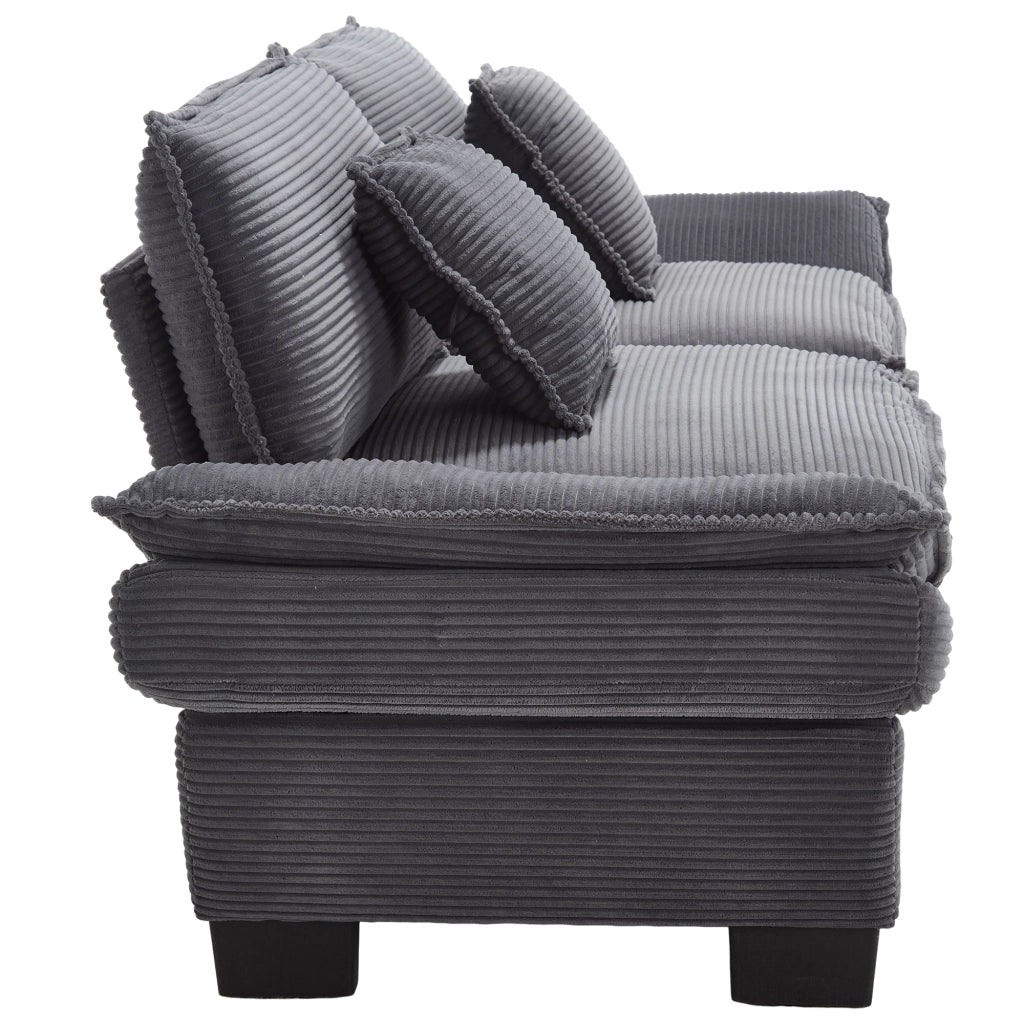Divano a 2 posti moderno in velluto Dark Gray con braccioli imbottiti e struttura in legno