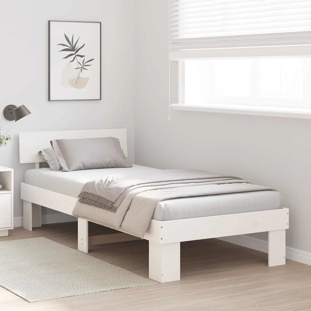 Struttura del letto Bianco 100 x 200 cm Pino massello 872582