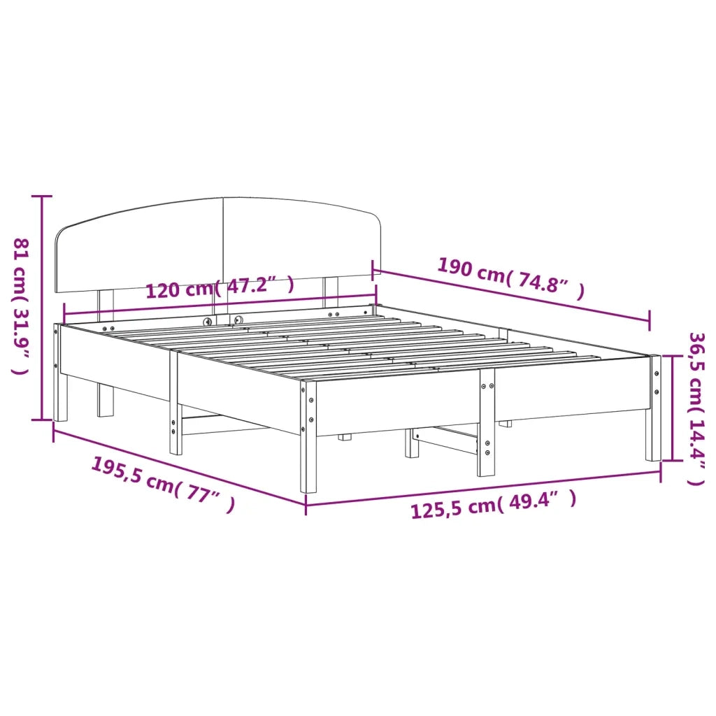 Letto senza Materasso Marrone Cera 120x190 cm in Legno di Pino 3207236