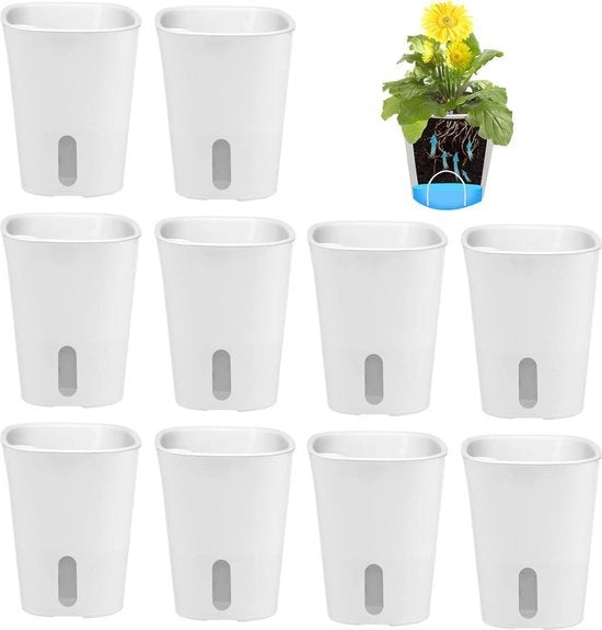Set di 10 vasi autoirriganti - autoirriganti - ideali per interni ed esterni - 9,5 cm