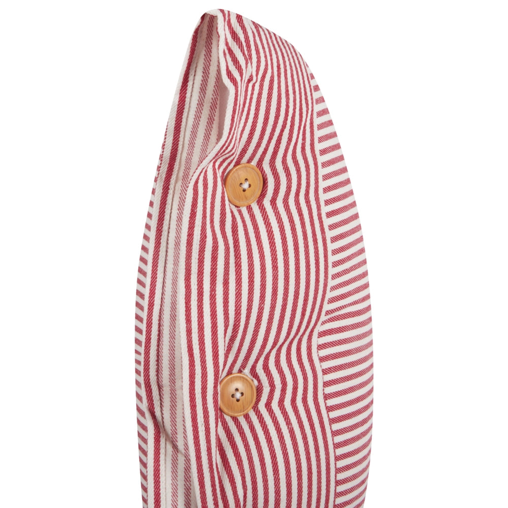 Cuscino decorativo in cotone rosso e bianco 45 x 45 cm con motivo a righe e bottoni Accessori decorativi retrò Camera da letto Soggiorno