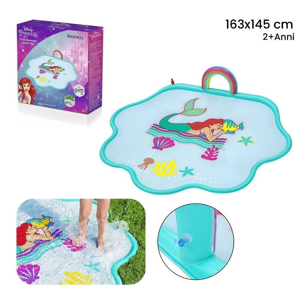 Trade Shop - Tappettino Spruzzi Acqua Sirenetta Splash Pad 163x145cm Per Bambini Estate 9101e -