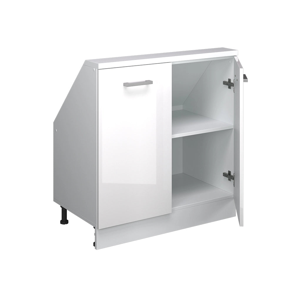 Mobile cucina sottotetto R-Line Bianco lucido/Bianco 80 cm con 2 porte Vicco