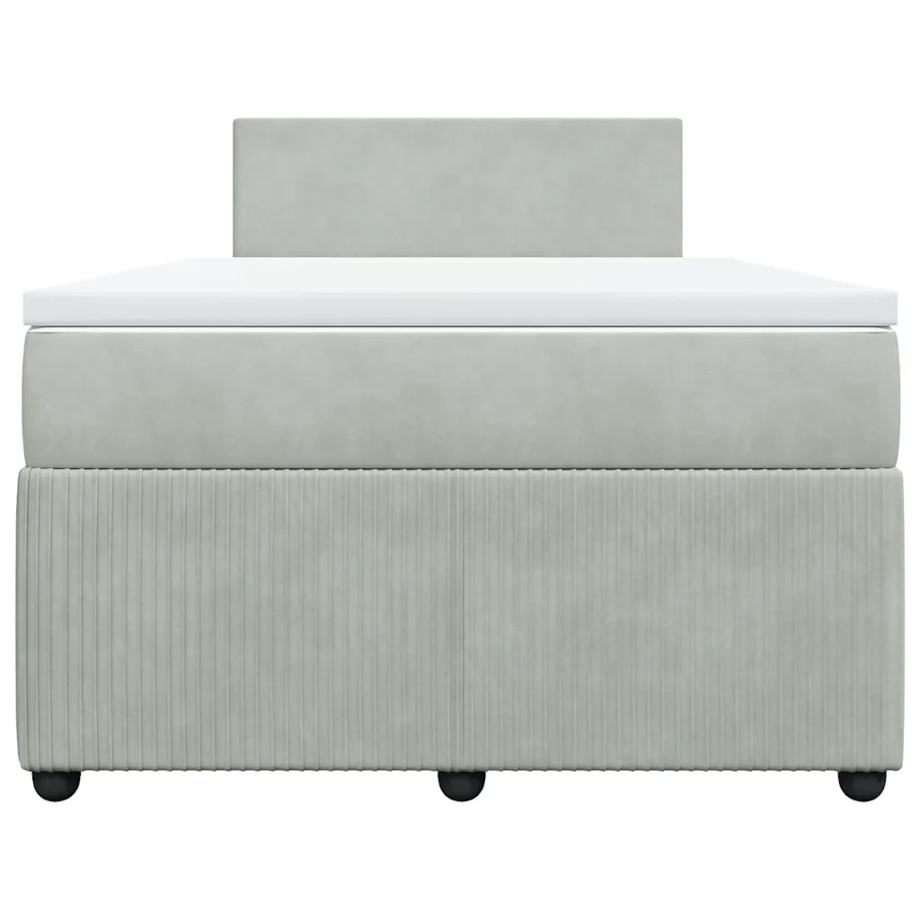 Giroletto a Molle con Materasso Grigio Chiaro 120x200cm Velluto 3290004