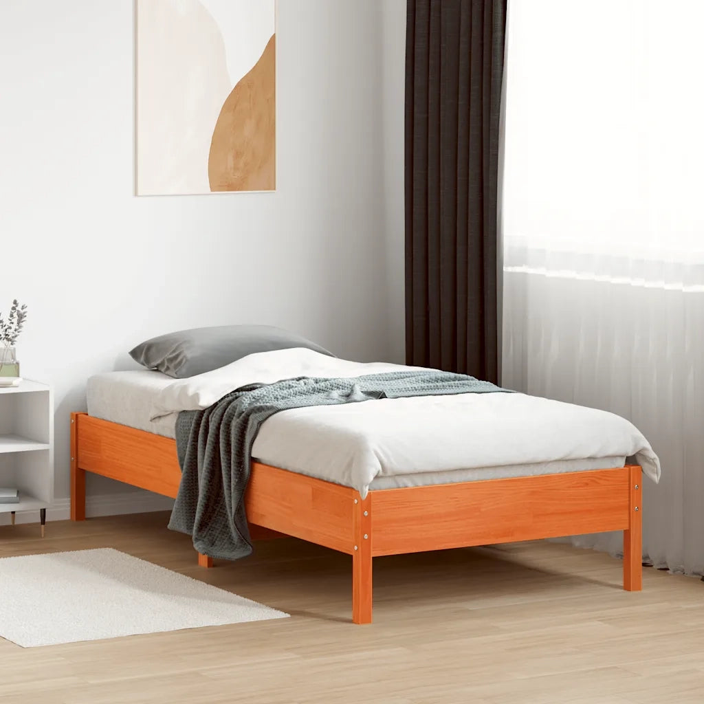 Letto senza Materasso-Struttura Letto Marrone Cera 75x190 cm in Legno di Pino 744812
