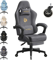 Sedia da gaming, Sedia Gaming Ergonomica con Ruote Silenziose, Altezza e Inclinazione Regolabile, con Braccioli Sincronizzati e Poggiapiedi, in Tessuto Scamosciato, Grigio