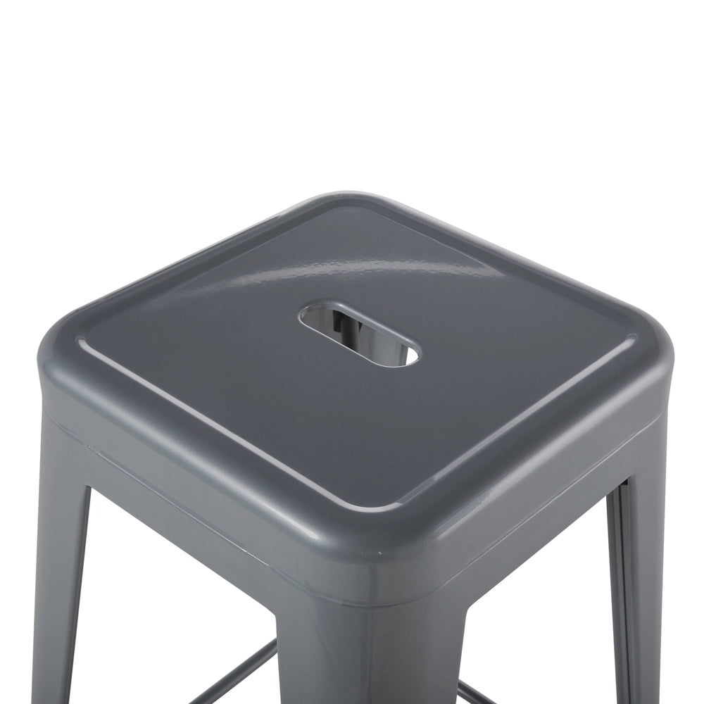 Set di 2 sgabelli da bar in Acciaio grigio altezza standard 60 cm dal design industriale