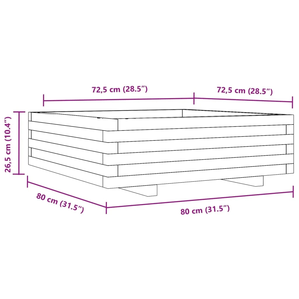 Fioriera rialzata per piante fiori terrazza giardino 80 x 80 x 26,5 cm legno di pino massiccio bianco 02_0037893