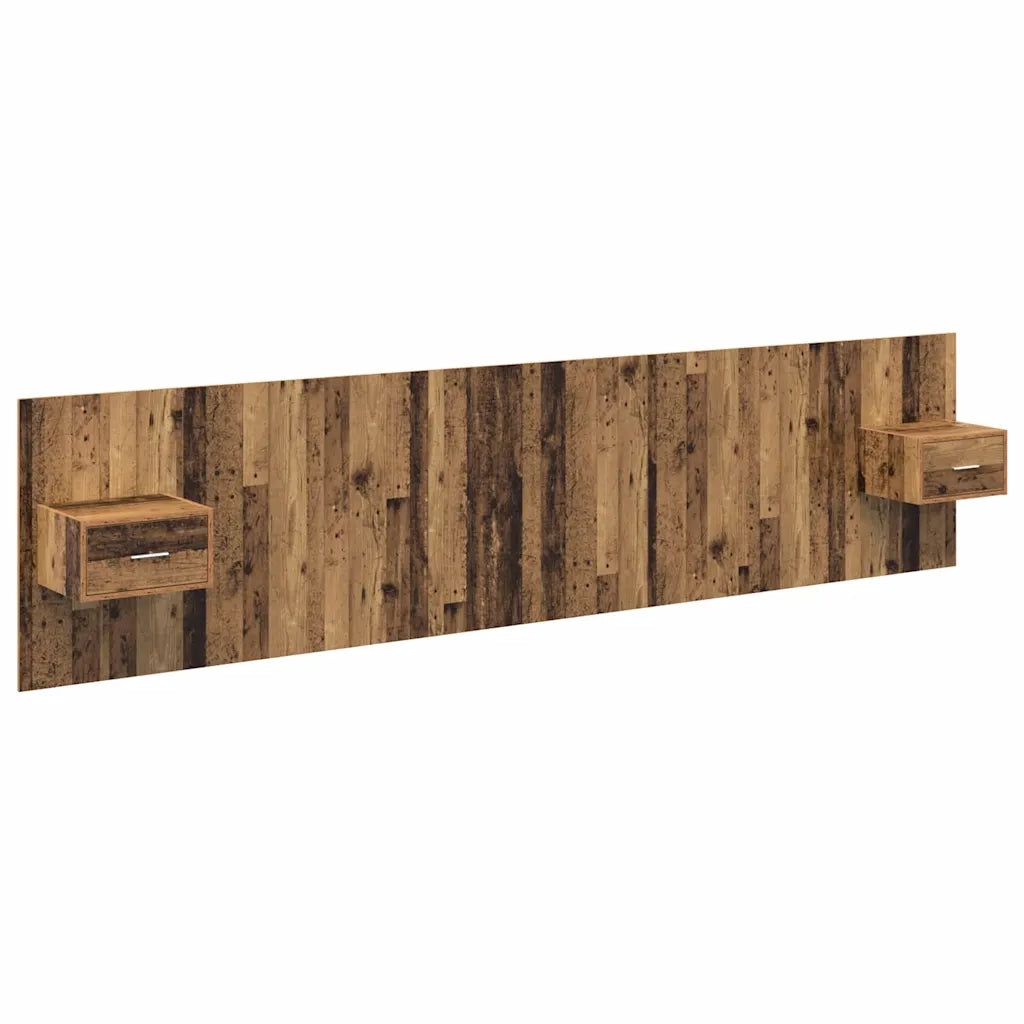 Testata con Comodino 3 pz-Set di 3 Testiera con Contenitore Legno vecchio Legno multistrato 870308