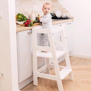 Torrino per bambini a partire da 1 anno - Montessori - certificato FSC - protezione contro cadute - vernice acqua base - bianco Torrino