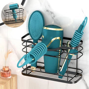 Supporto per asciugacapelli da parete - Accessori per la stanza da bagno - Organizzatore per capelli e strumenti - Contenitore multifunzionale per asciugacapelli - Stili e trecce - Trecce e stili